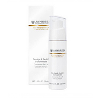 Janssen Opus Belle Anti-Age De-Age & Re-Lift Concentrate - Anti-Age экстралифтинг концентрат 30 мл Janssen Opus Belle Anti-Age De-Age & Re-Lift Concentrate - Anti-Age экстралифтинг концентрат 30 млСредства для ухода за лицом<br>Высокоэффективный anti-age концентрат, содержащий изофлавоны, с легкой текстурой геля и активным дей-ствием крема. Активизирует синтез волоконколлагена и эластина и защищает структуру дермы. Препятствует возрастной атрофии, повышает эластичность, упругость, плотность кожи, регулирует ее гидробаланс. Обеспечивает видимый лифтинг-эффект, придает коже сияние и свежесть.Применение: Наносите De-Age & Re-Lift Concentrate на очищенную кожу лица и области декольте утром и/или вечером. Затем нанесите подходящий крем.В салоне использовать как активное омолаживающее средство перед нанесением масок или массажем.Активные компоненты: Гиалуроновая кислота, изофлавоноиды ириса, комбуча (ферментированный черный чай), структурин (гидролизат белков люпина), масло макадамии, витамины С и Е.Объем: 30 мл<br>