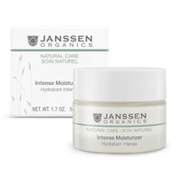 Janssen Organics Intense Moisturizer - Интенсивно увлажняющий крем для упругости и эластичности кожи 50 мл Janssen Organics Intense Moisturizer - Интенсивно увлажняющий крем для упругости и эластичности кожи 50 млКрема для лица<br>Увлажняющий крем с активной защитой клеток от фотостарения. При регулярном применении стимулирует естественную защиту обезвоженной кожи, укрепляя межклеточное сцепление ее верхних слоев. За счет увлажняющих и сохраняющих влагу компонентов кожа становится заметно более мягкой, упругой и гладкой, морщины разглаживаются. Экстракт люцерны стимулирует синтез коллагена, в то время как эктоин эффективно предохраняет клетки от факторов преждевременного старения, связанных с солнечным излучением.Применение: Наносите Intense Moisturizer на чистую кожу лица утром и/или вечером. Можно использовать в качестве базы под макияж.В салоне применять согласно регламенту ухода.Активные компоненты: Экстракт люцерны, экстракт белого люпина*, гиалуроновая кислота с короткой и длинной цепью, эктоин, масло аргании* и масло Shea*.* Выращено на экологически чистых плантациях.Объем: 50 мл<br>