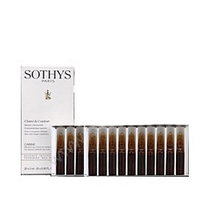Sothys Clarte & Confort C&C Concentrated Serum - Концентрированная сыворотка для укрепления и защиты сосудов 20*2 мл Sothys Clarte & Confort C&C Concentrated Serum - Концентрированная сыворотка для укрепления и защиты сосудов 20*2 млСыворотки для лица<br>Купероз - это красные сеточки, чаще всего возникающие на светлой чувствительной коже. Причина купероза в слабости сосудов, которые по разным причинам проявляются под кожей. Убрать куперозные сетки достаточно сложно, а порой и вовсе невозможно, поэтому лучше предотвращать проблему до ее появления.Концентрированная Сыворотка Concentrated Serum от Sothys прекрасно справляется с проявлениями купероза, даже если они уже заметны. В основу формулы Сыворотки лег экстракт мяты, который регулирует микроциркуляцию крови в сосудах, резко ограничивает воспаления и стимулирует выработку гормонов, которые успокаивают кожу и снимают неприятные ощущения купероза. Экстракт листьев лесного ореха дополнительно стимулирует кровообращение, препятствуя застойным явлениям в сосудах. Экстракт дрожжей насыщает кожу ферментами и витаминами, дрожжевые полисахариды улучшают состояние капилляров, стимулируя фактор роста новых сосудов, тем самым структурируя систему капилляров. Экстракт черники насыщен мощными антиоксидантами - антоцианидинами, которые обеспечивают максимальную защиту кожи. Экстракт лимона снижает проницаемость стенок сосудов, отбеливает кожу и препятствует воспалениям. Экстракт иглицы сужает сосуды, улучшает лимфоток, уменьшает отечность тканей кожи.Ткани кожи укрепляются благодаря антиэластазной активности Сыворотки, цвет лица приобретает ровный оттенок, краснота быстро сходит на «нет«, а вам остается только комфортное ощущение.Активные компоненты: экстракт мяты, экстракт листьев лесного ореха, экстракт дрожжей, экстракт черники, экстракт лимона, экстракт иглицы.Способ применения: Нанесите несколько капель Сыворотки Concentrated Serum на места покраснения (скулы, щеки, нос), избегая области глаз. Затем нанесите подходящий крем от Sothys: Protective Cream или Light Cream.Интенсивный курс: используйте ежедневно утром и вечером в течение 1 месяца.Поддерживающий курс: наносите Сыворотку только по утрам.Объем: 20*2 мл<br>
