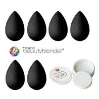 Beautyblender Pro 6, Blendercleanser Solid - Набор из 6-и черных спонжей, мыло для очистки 