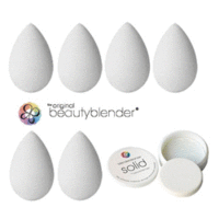 Beautyblender Pure 6 Blendercleanser Solid - Набор из 6-и белых спонжей, мыло для очистки 