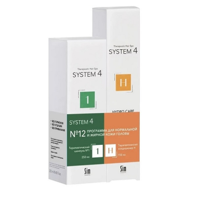 Sim System 4 №12 - Программа №12 для нормальной и жирной кожи головы (шампунь 250 мл + кондиционер 150 мл)