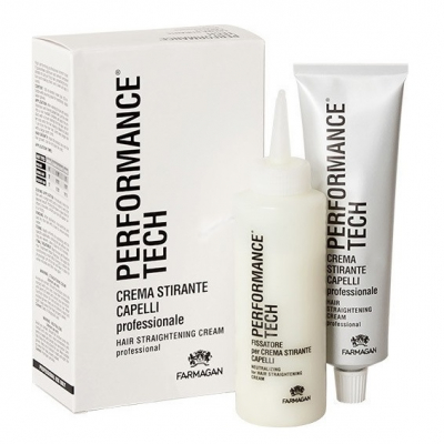 Farmagan Performance Tech Hair Straightening Cream - Набор для выпрямления волос (крем 100мл + флюид 100мл + одноразовые перчатки)