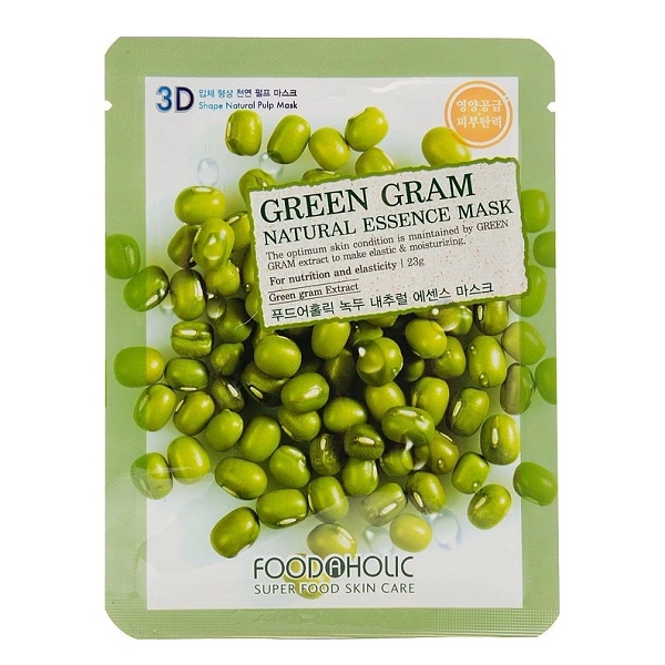 Foodaholic 3D Green Gram Natural Essence Mask - Тканевая маска с экстрактом бобов мунг 23 гр