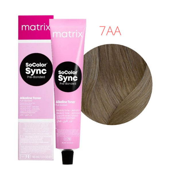 Matrix SoColor Sync Pre-Bonder Power Cools - Крем-краска 7AA средний блондин глубокий пепельный 90 мл