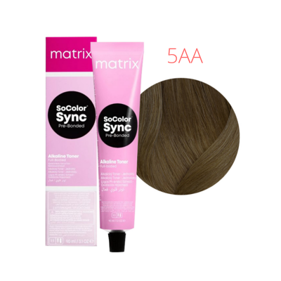 Matrix Color Sync Pre-Bonded Power Cools - Краска для волос 5AA светлый шатен глубокий пепельный 90 мл