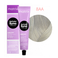 Matrix Color Sync Pre-Bonded Acidiс Toner - Краска для волос кислотный тонер 8AA прозрачный стальной 90 мл