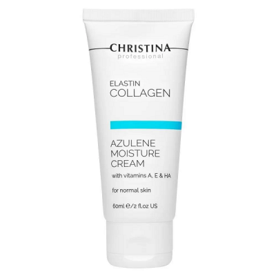 Christina Elastin Collagen Azulene Moisture Cream with Vit A, E and HA - Увлажняющий азуленовый крем с коллагеном и эластином для нормальной кожи 60 мл