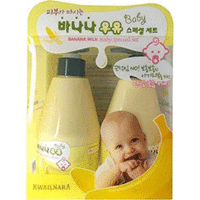 The Welcos Kwailnara Banana Milk Baby Special Set - Набор детский шампунь + лосьон банановый 2*310 мл