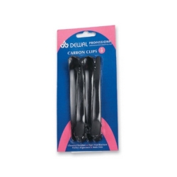 Dewal CL2522 - Зажим для волос черный, карбоновый, 9 см, 4 шт/уп