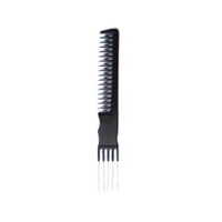 Dewal CO-6507 - Расческа рабочая "Эконом" фигурная для начеса, с металлической вилкой, черная 20,5 см
