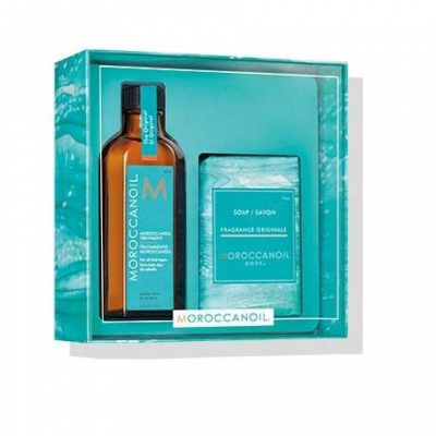 Moroccanoil «Home and Away» Original - Набор "оригинальный" (восстанавливающее средство для волос 100 мл, мыло 200 г)