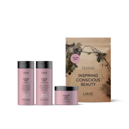 Lakme Teknia Color Stay Travel Pack - Дорожный набор для защиты цвета окрашенных волос (шампунь, кондиционер,маска)
