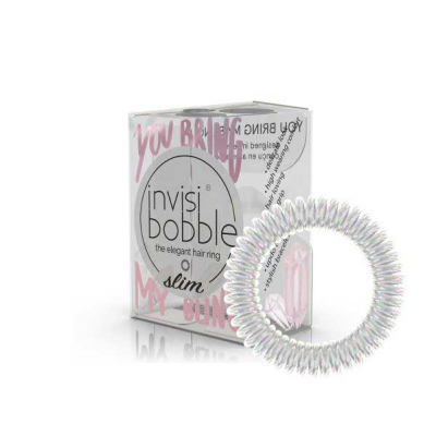 Invisibobble Slim You Bring My Bling - Резинка-браслет для волос (белый перламутр) 3 шт