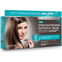 Kativa Straightening Without Iron - Набор для выпрямления волос «восстановление» для волос с секущимися кончиками (маска 150 мл + шампунь 30 мл + кондиционер 30 мл)