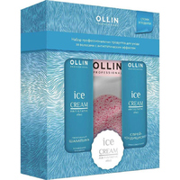 Ollin Professional Ice Cream - Набор для волос (питательный шампунь 250 мл, спрей-кондиционер 250 мл, спонж)