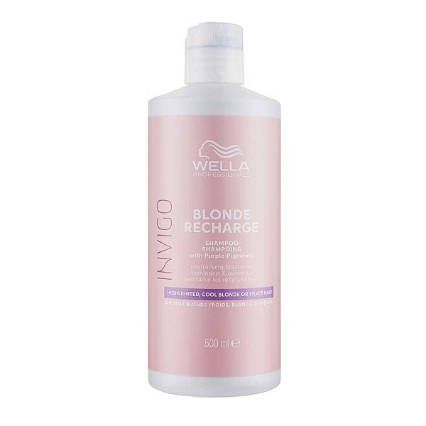 Wella Invigo Blonde Recharge Shampoo - Шампунь-нейтрализатор желтизны для холодных светлых оттенков 500 мл