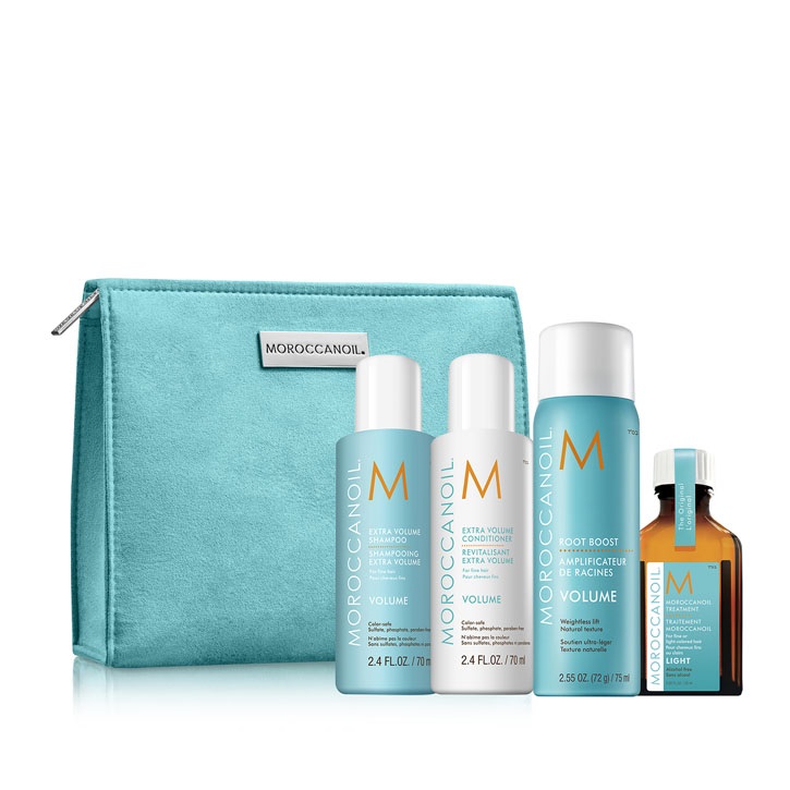Moroccanoil Travel Volume Set - Набор дорожный 2020 объем (шампунь 70 мл, кондиционер 70 мл, спрей для прикорневого объема 75 мл, восстанавливающее масло 25 мл)