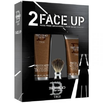 TIGI Bed Head For Men Face Up 2 - Набор для мужчин (крем для бритья 150 мл, охлаждающий лосьон после бритья 125 мл, помазок для бритья)