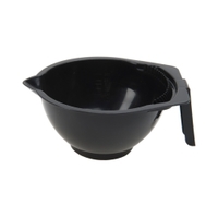 Dewal T-1265 - Чаша для краски, черная, с ручкой, носиком и расческой на бортике, с резинкой на дне 300 мл