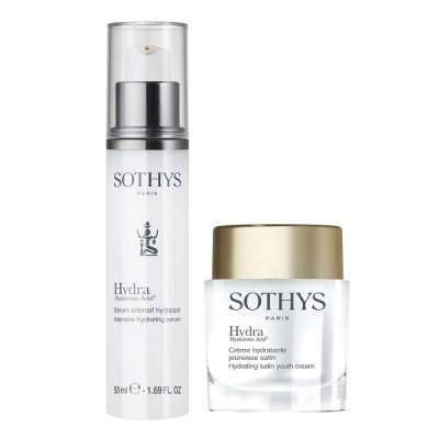 Sothys Hydra Hyaluronic Acid 4 Promo Box Satin - Набор для лица (интенсивно увлажняющая сыворотка 50 мл, легкий крем 50 мл)