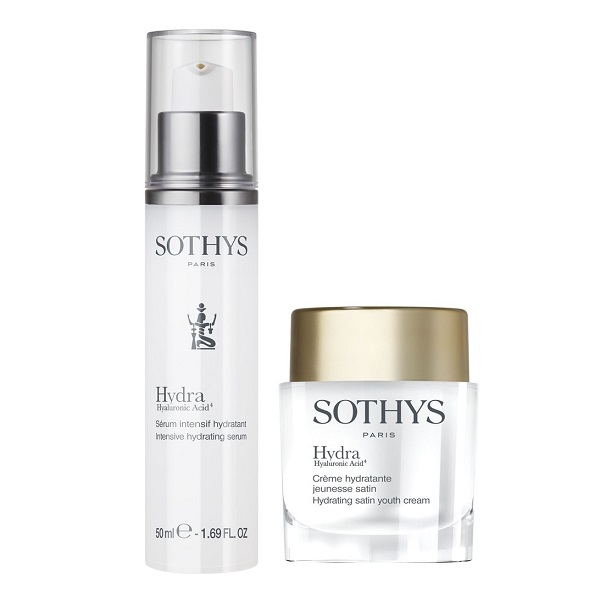 Sothys Hydra Hyaluronic Acid 4 Promo Box Satin - Набор для лица (интенсивно увлажняющая сыворотка 50 мл, легкий крем 50 мл)