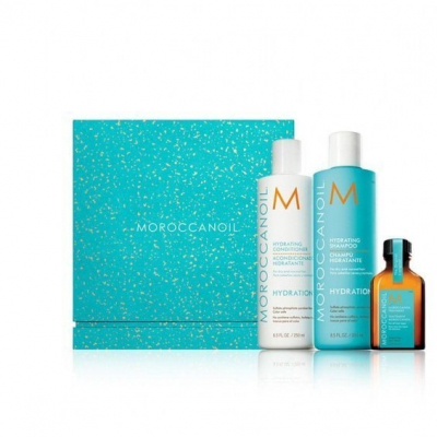 Moroccanoil Hydrating Set - Набор «увлажнение» (увлажняющий шампунь 250 мл, увлажняющий кондиционер 250 мл, масло оригинальное 25 мл)