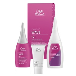 Wella Creatine+ Wave - Набор для нормальных волос, от тонких до трудноподдающихся (лосьон 75 мл, фиксатор 100 мл, уход 30 мл)