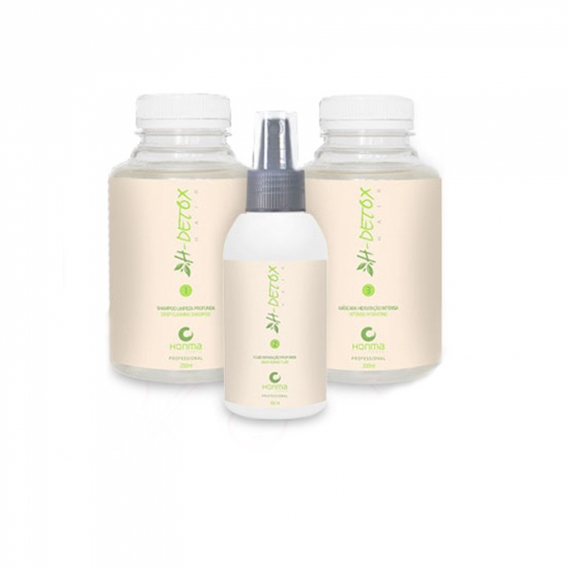 Honma Tokyo H-Detox - Детокс-набор для волос (шампунь 200 мл, маска 200 мл, детокс-флюид восстанавливающий 100 мл)