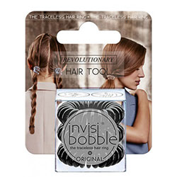 Invisibobble Original True Black - Резинка для волос в упаковке с подвесом (черные) 3 шт