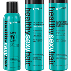 Sexy Hair Healthy Soya Want It All 22 in 1 + Soymilk Conditioner + Soymilk Shampoo - Набор (спрей-уход 22 в 1 150 мл+ кондиционер на соевом молоке для обычных и окрашенных волос 300 мл+ шампунь на соевом молоке для обычных и окрашенных волос 300 мл)