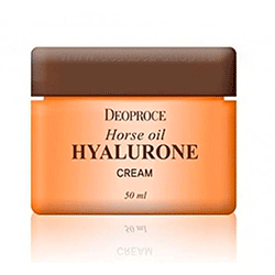 Deoproce Horse Oil Hyalurone Cream - Крем для лица с гиалуроновой кислотой и лошадиным жиром 50 мл