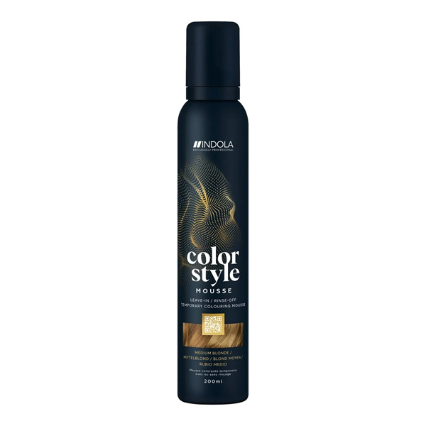 Indola Color Style Mousse Medium Blonde  - Оттеночный мусс для укладки волос Средний Русый 200 мл 