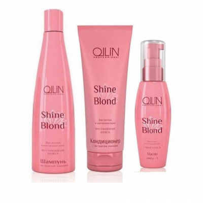 Ollin Professional Shine Blond - Набор для волос (шампунь 300 мл, кондиционер 250 мл, масло 50 мл)