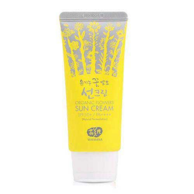 Whamisa Organic Flowers Sun Cream SPF 50+ / PA++++ - Солнцезащитный крем на основе цветочных ферментов 60 мл