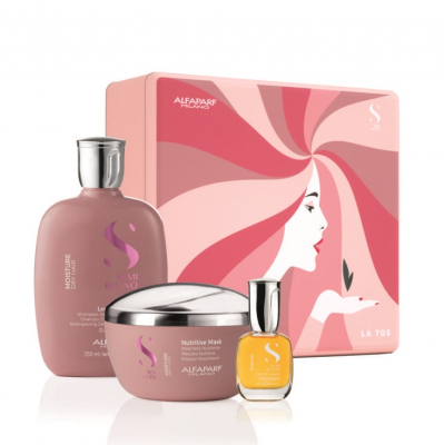 Alfaparf Semi Di Lino Moisture Holiday Kit 2020 - Набор для сухих волос (шампунь 250 мл, маска 200 мл, масло 15 мл)