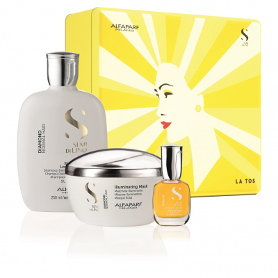 Alfaparf Semi Di Lino Diamond Holiday Kit 2020 - Набор для нормальных волос придающий блеск (шампунь 250 мл, маска 200 мл, масло 15 мл)