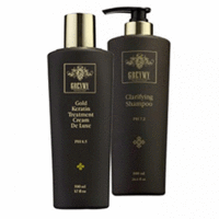 Greymy Hair Keratin Treatment Cream Gold De Luxe + Clarifying Shampoo - Кератиновый крем выпрямления для волос с частицами золота + Очищающий шампунь 500 мл*800 мл