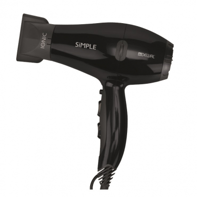 Dewal 03-104 Black Simple - Фен 2000 вт, ионизация, 2 насадки