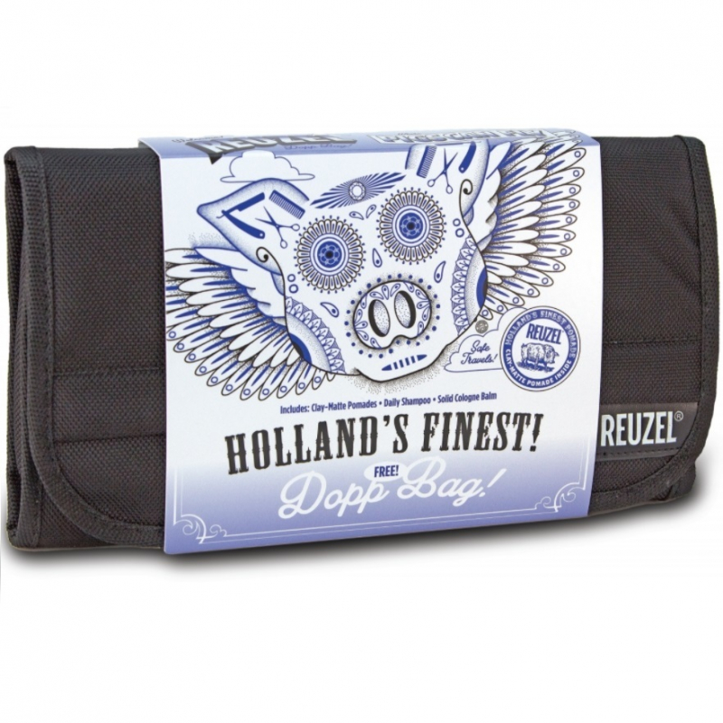 Reuzel PigsCanFly Bag Clay 20 - Набор для волос (помада 113 г + 35 г, шампунь 100 мл, твердый одеколон 35 г, косметичка)