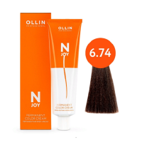 Ollin Professional N-Joy - Перманентная крем-краска для волос 6/74 темно-русый коричнево-медный 100 мл