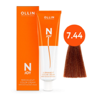Ollin Professional N-Joy - Перманентная крем-краска для волос 7/44 русый интенсивно-медный 100 мл