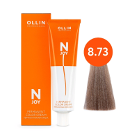 Ollin Professional N-Joy - Перманентная крем-краска для волос 8/73 светло-русый коричнево–золотистый 100 мл