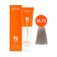 Ollin Professional N-Joy - Перманентная крем-краска для волос 10/73 светлый блондин коричнево–золотистый 100 мл