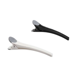 Dewal JB0028 - Зажимы для волос черно/белые, пластик с резиновой вставкой, 11см 6 шт/уп