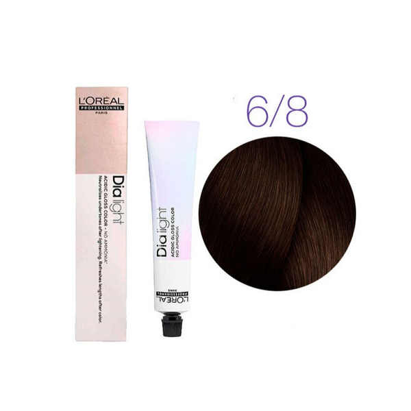 L'Oreal Professionnel Dialight - Краска для волос без аммиака 6.8 темный блонлин мокка 50 мл