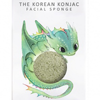 The Konjac Sponge Dragon Green Clay - Спонж для умывания лица с крючком в комплекте с зеленой глиной (для расширенных пор)