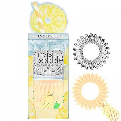 Invisibobble Original Happy Hour Just Pine - Набор резинок для волос (прозрачный/ананасовый)