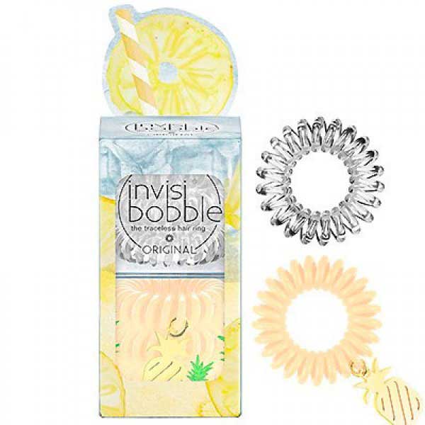 Invisibobble Original Happy Hour Just Pine - Набор резинок для волос (прозрачный/ананасовый)