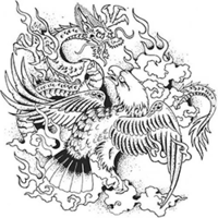 Temptu Pro Transfer Asian Dragon and Phoenix - Трансферная татуировка 